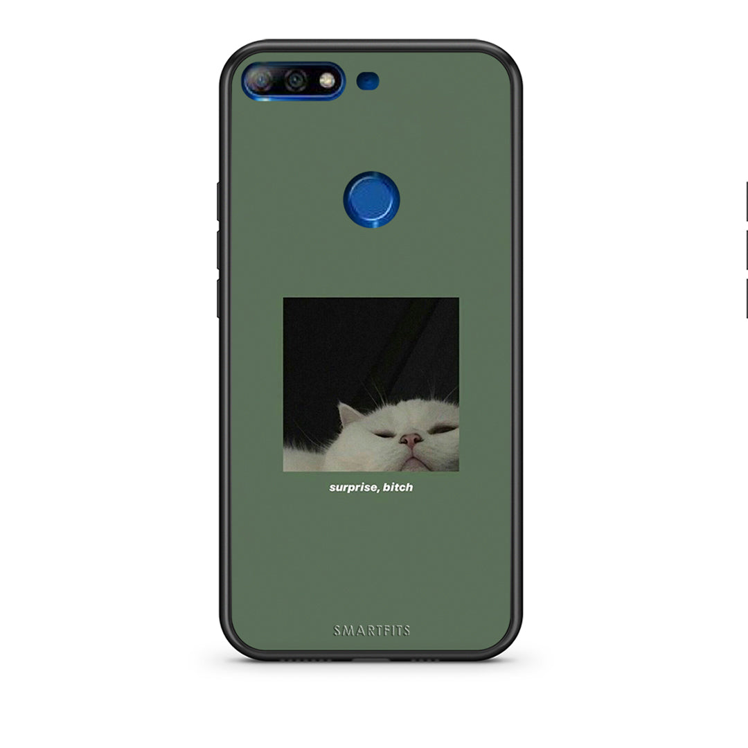 Huawei Y7 2018 Bitch Surprise θήκη από τη Smartfits με σχέδιο στο πίσω μέρος και μαύρο περίβλημα | Smartphone case with colorful back and black bezels by Smartfits