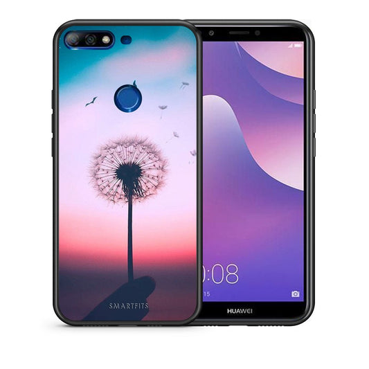 Θήκη Huawei Y7 2018 Wish Boho από τη Smartfits με σχέδιο στο πίσω μέρος και μαύρο περίβλημα | Huawei Y7 2018 Wish Boho case with colorful back and black bezels