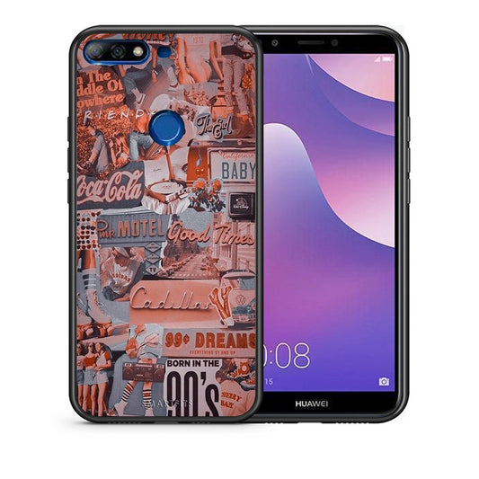 Θήκη Huawei Y7 2018 Born In 90s από τη Smartfits με σχέδιο στο πίσω μέρος και μαύρο περίβλημα | Huawei Y7 2018 Born In 90s case with colorful back and black bezels