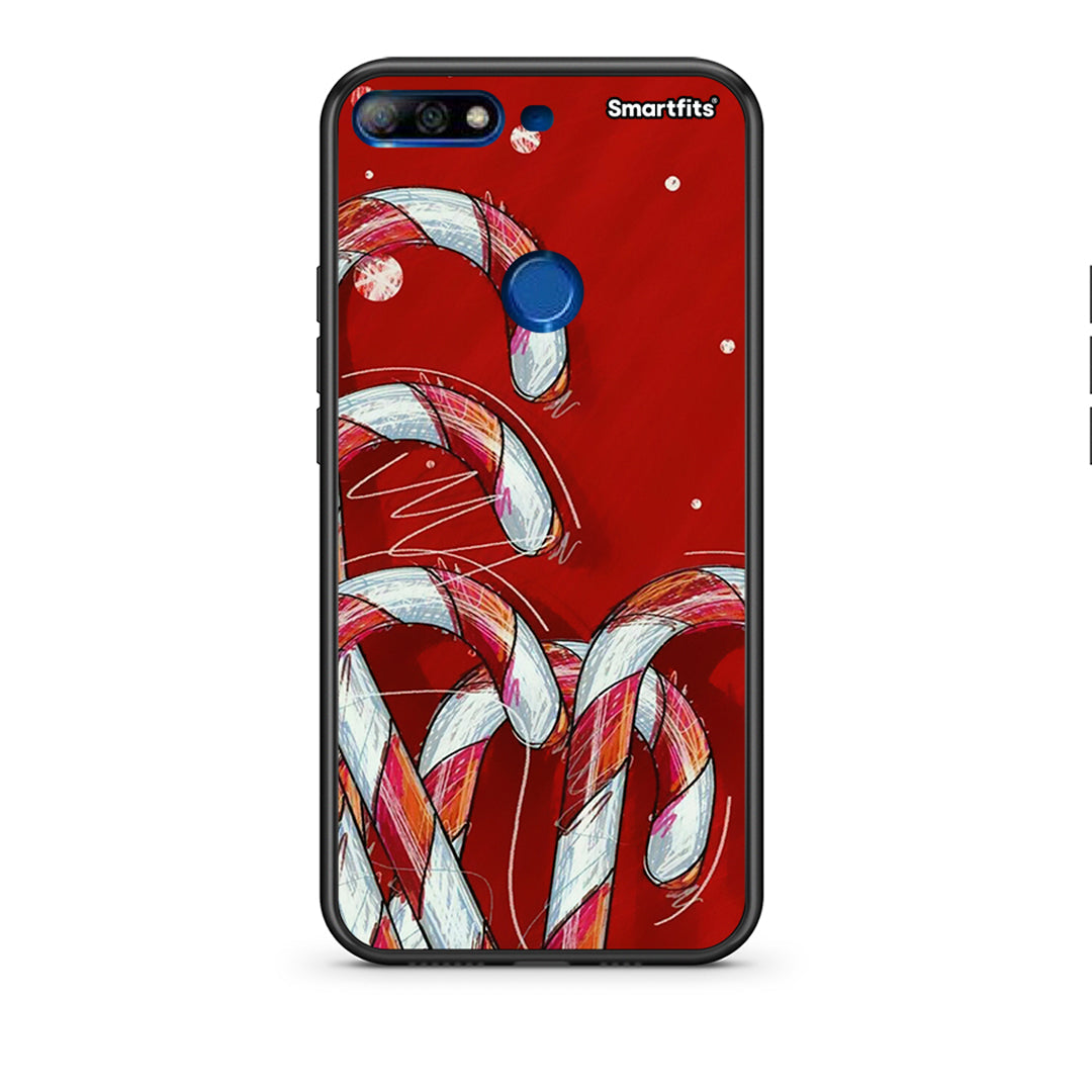 Huawei Y7 2018 Candy Cane θήκη από τη Smartfits με σχέδιο στο πίσω μέρος και μαύρο περίβλημα | Smartphone case with colorful back and black bezels by Smartfits