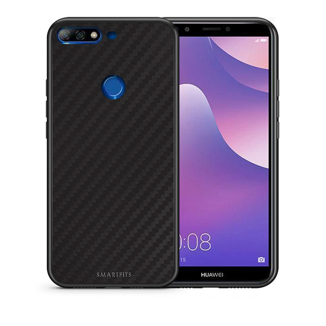 Θήκη Huawei Y7 2018 Carbon Black από τη Smartfits με σχέδιο στο πίσω μέρος και μαύρο περίβλημα | Huawei Y7 2018 Carbon Black case with colorful back and black bezels