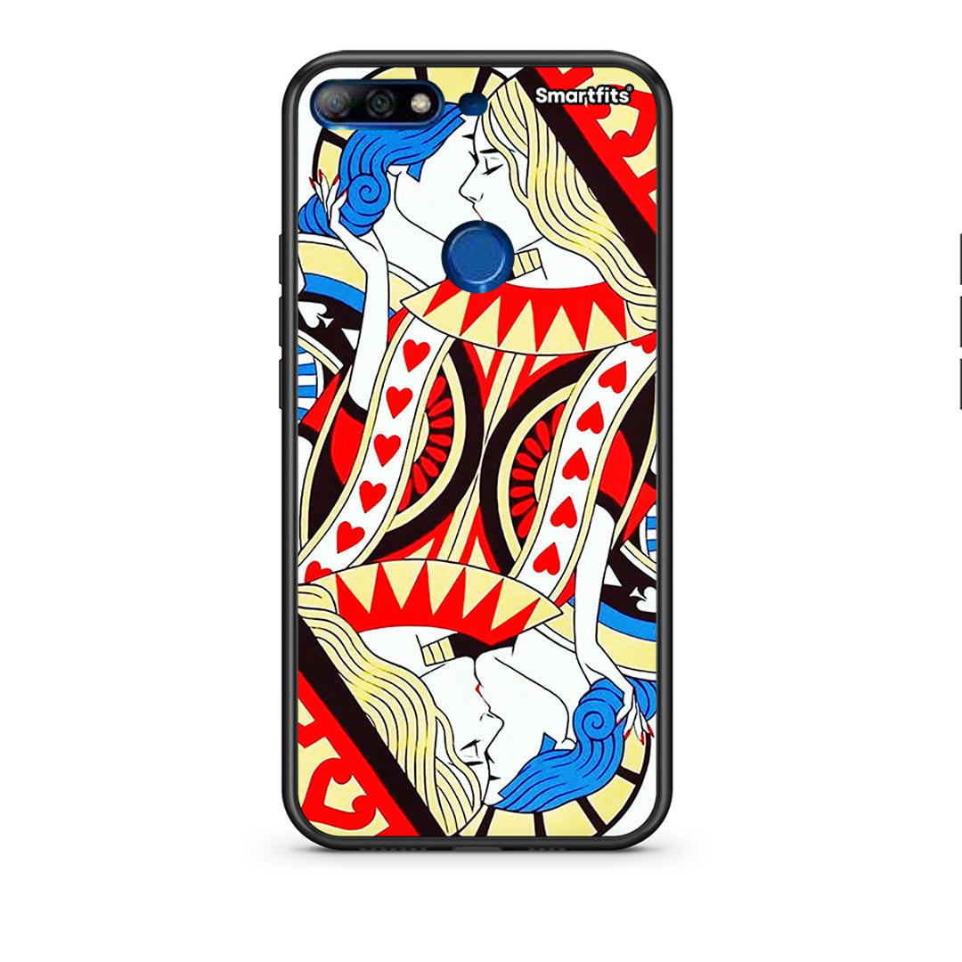 Huawei Y7 2018 Card Love θήκη από τη Smartfits με σχέδιο στο πίσω μέρος και μαύρο περίβλημα | Smartphone case with colorful back and black bezels by Smartfits