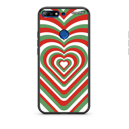 Huawei Y7 2018 Christmas Hearts θήκη από τη Smartfits με σχέδιο στο πίσω μέρος και μαύρο περίβλημα | Smartphone case with colorful back and black bezels by Smartfits