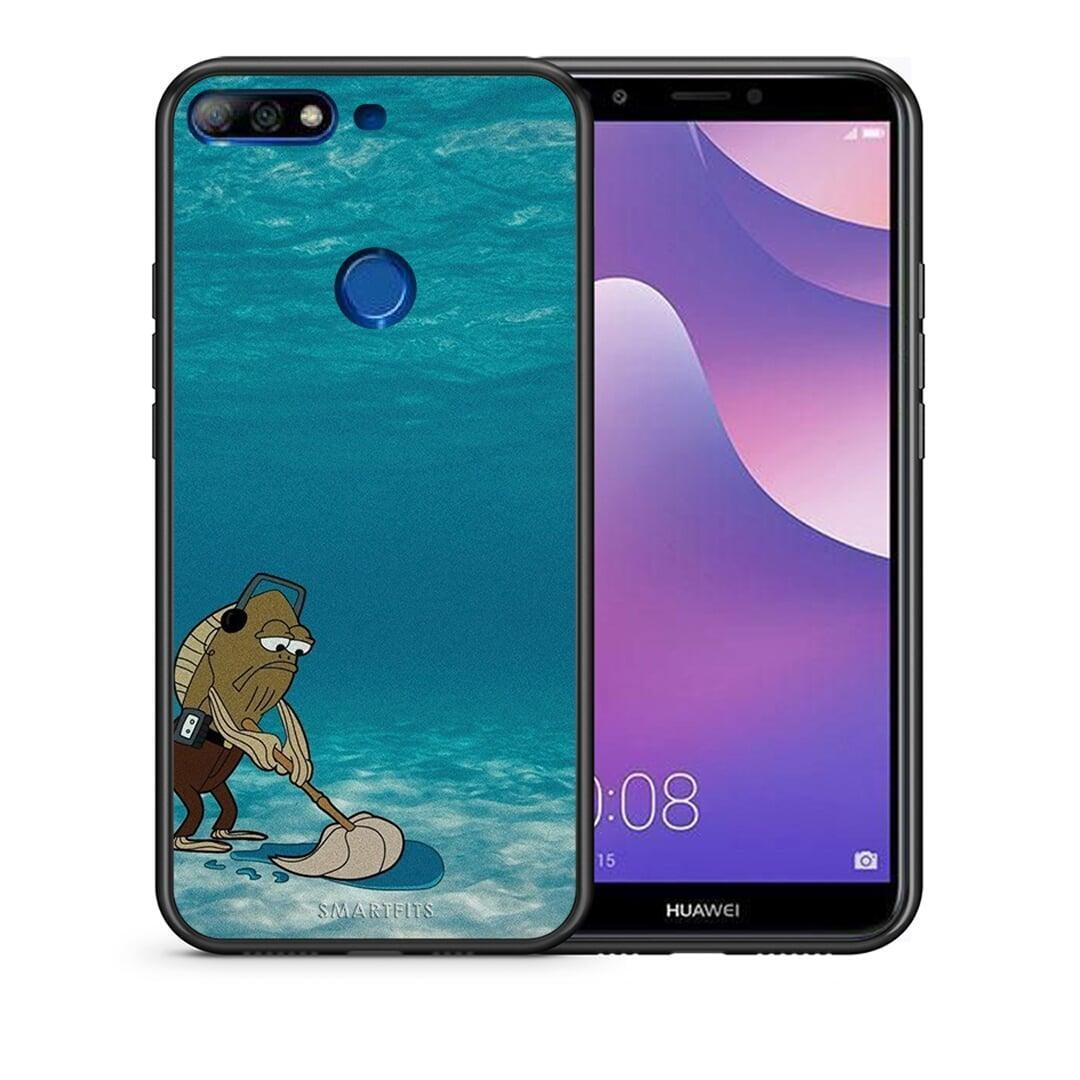Θήκη Huawei Y7 2018 Clean The Ocean από τη Smartfits με σχέδιο στο πίσω μέρος και μαύρο περίβλημα | Huawei Y7 2018 Clean The Ocean case with colorful back and black bezels