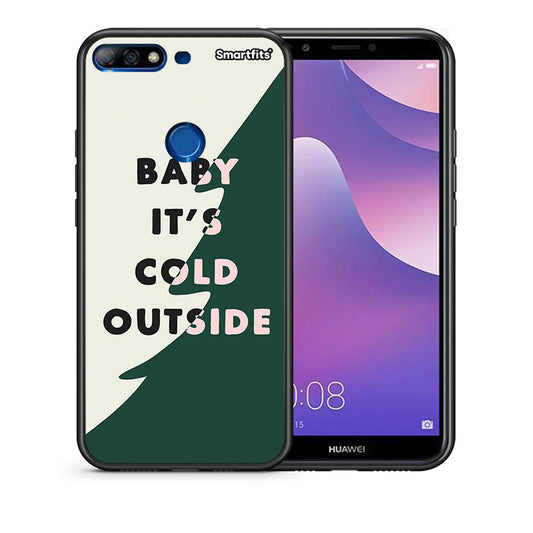 Θήκη Huawei Y7 2018 Cold Outside από τη Smartfits με σχέδιο στο πίσω μέρος και μαύρο περίβλημα | Huawei Y7 2018 Cold Outside case with colorful back and black bezels