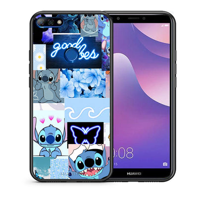 Θήκη Αγίου Βαλεντίνου Huawei Y7 2018 Collage Good Vibes από τη Smartfits με σχέδιο στο πίσω μέρος και μαύρο περίβλημα | Huawei Y7 2018 Collage Good Vibes case with colorful back and black bezels