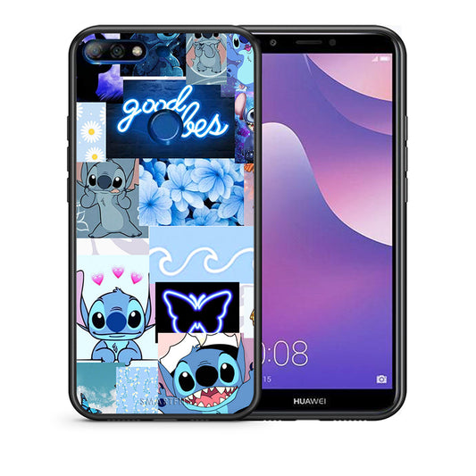 Θήκη Αγίου Βαλεντίνου Huawei Y7 2018 Collage Good Vibes από τη Smartfits με σχέδιο στο πίσω μέρος και μαύρο περίβλημα | Huawei Y7 2018 Collage Good Vibes case with colorful back and black bezels