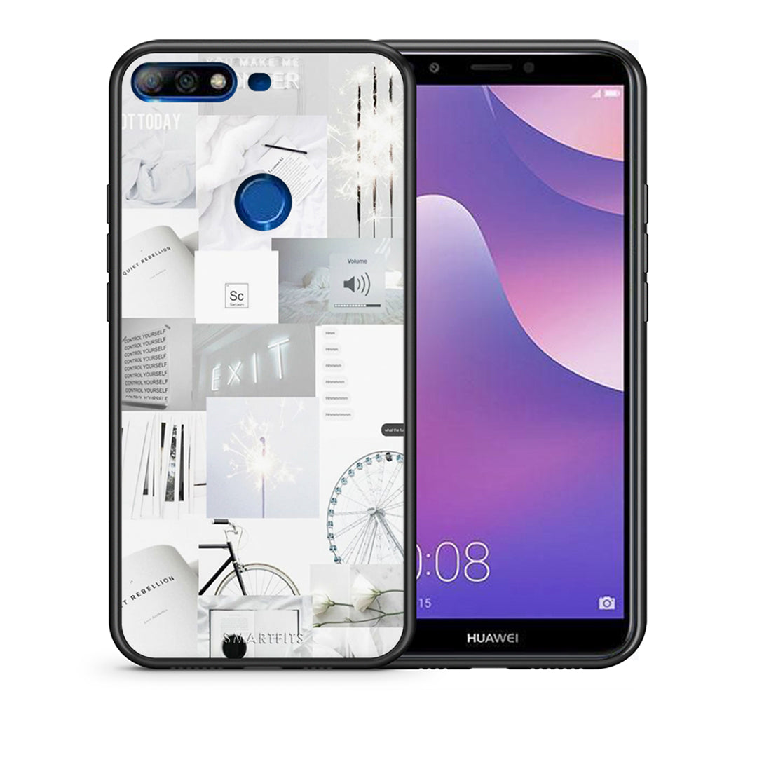 Θήκη Αγίου Βαλεντίνου Huawei Y7 2018 Collage Make Me Wonder από τη Smartfits με σχέδιο στο πίσω μέρος και μαύρο περίβλημα | Huawei Y7 2018 Collage Make Me Wonder case with colorful back and black bezels