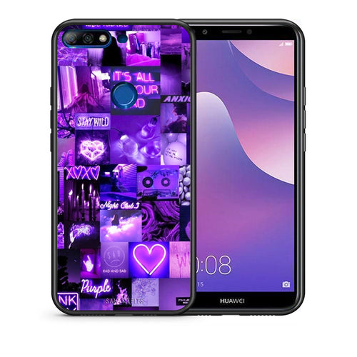 Θήκη Αγίου Βαλεντίνου Huawei Y7 2018 Collage Stay Wild από τη Smartfits με σχέδιο στο πίσω μέρος και μαύρο περίβλημα | Huawei Y7 2018 Collage Stay Wild case with colorful back and black bezels