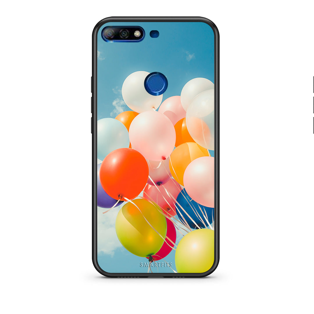 Huawei Y7 2018 Colorful Balloons θήκη από τη Smartfits με σχέδιο στο πίσω μέρος και μαύρο περίβλημα | Smartphone case with colorful back and black bezels by Smartfits