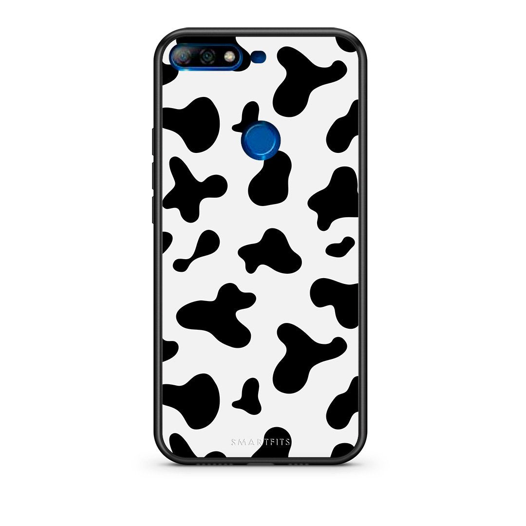Huawei Y7 2018 Cow Print θήκη από τη Smartfits με σχέδιο στο πίσω μέρος και μαύρο περίβλημα | Smartphone case with colorful back and black bezels by Smartfits