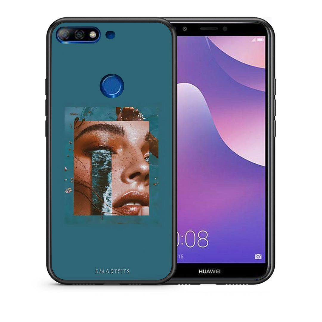 Θήκη Huawei Y7 2018 Cry An Ocean από τη Smartfits με σχέδιο στο πίσω μέρος και μαύρο περίβλημα | Huawei Y7 2018 Cry An Ocean case with colorful back and black bezels