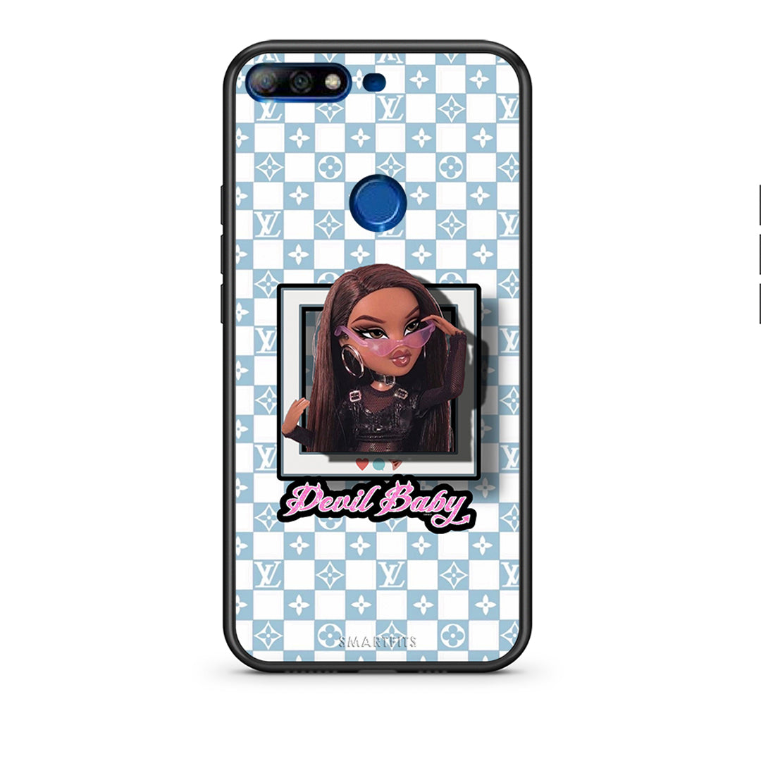 Huawei Y7 2018 Devil Baby Θήκη Αγίου Βαλεντίνου από τη Smartfits με σχέδιο στο πίσω μέρος και μαύρο περίβλημα | Smartphone case with colorful back and black bezels by Smartfits