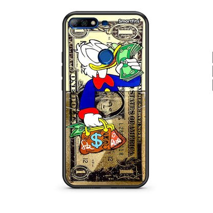 Huawei Y7 2018 Duck Money Θήκη από τη Smartfits με σχέδιο στο πίσω μέρος και μαύρο περίβλημα | Smartphone case with colorful back and black bezels by Smartfits