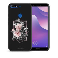 Thumbnail for Θήκη Huawei Y7 2018 Frame Flower από τη Smartfits με σχέδιο στο πίσω μέρος και μαύρο περίβλημα | Huawei Y7 2018 Frame Flower case with colorful back and black bezels