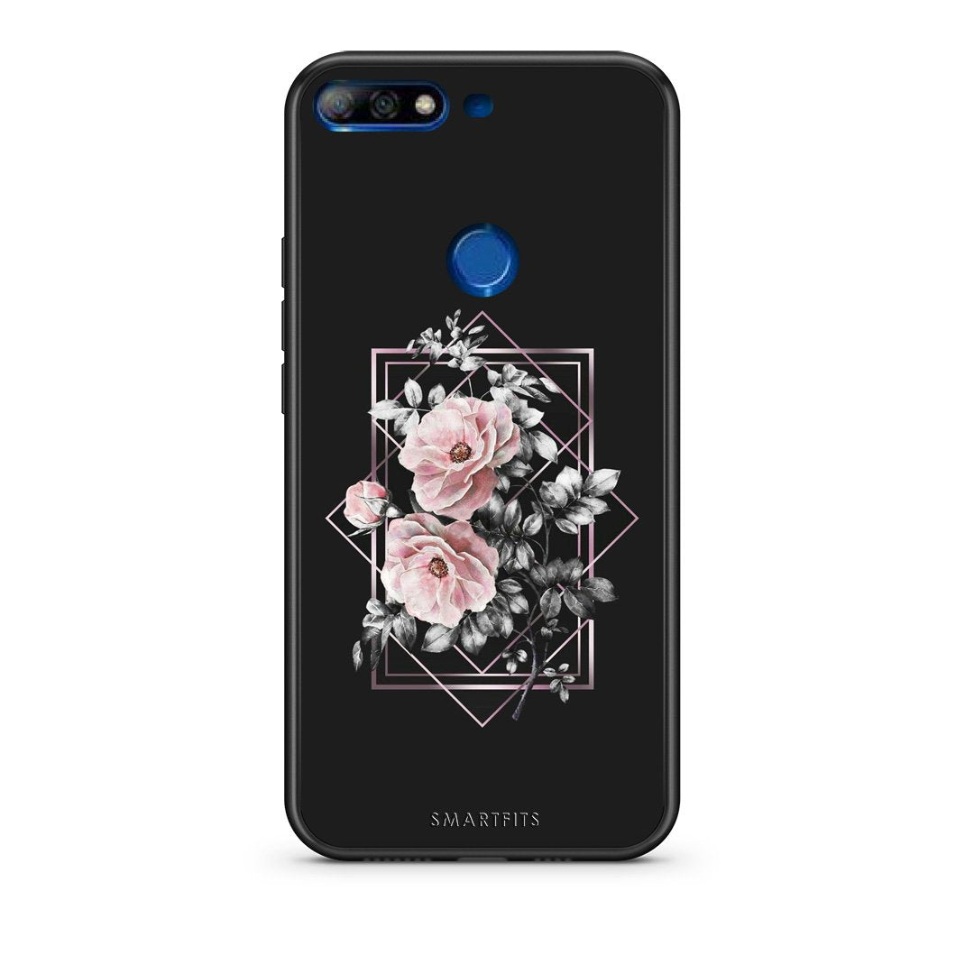 4 - Huawei Y7 2018 Frame Flower case, cover, bumper