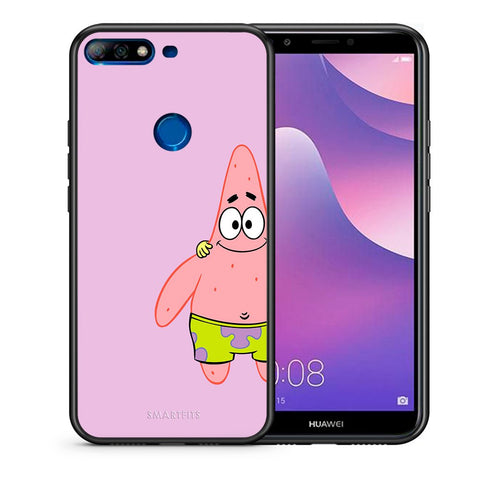 Θήκη Huawei Y7 2018  Friends Patrick από τη Smartfits με σχέδιο στο πίσω μέρος και μαύρο περίβλημα | Huawei Y7 2018  Friends Patrick case with colorful back and black bezels