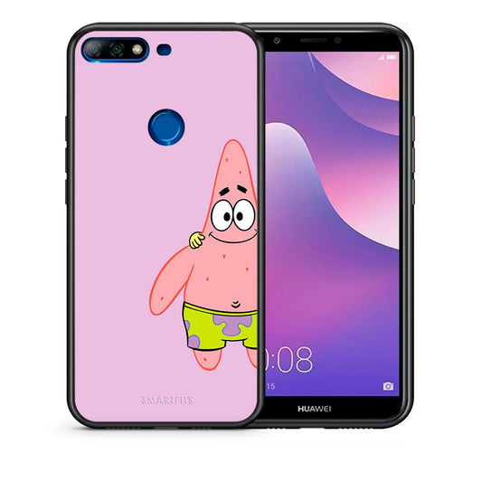 Θήκη Huawei Y7 2018  Friends Patrick από τη Smartfits με σχέδιο στο πίσω μέρος και μαύρο περίβλημα | Huawei Y7 2018  Friends Patrick case with colorful back and black bezels