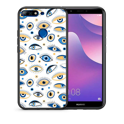 Θήκη Huawei Y7 2018 Ftou Ftou από τη Smartfits με σχέδιο στο πίσω μέρος και μαύρο περίβλημα | Huawei Y7 2018 Ftou Ftou case with colorful back and black bezels