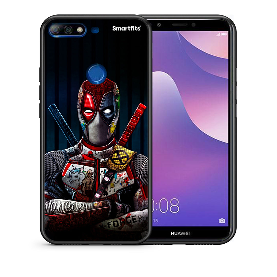 Θήκη Huawei Y7 2018 Funny Guy από τη Smartfits με σχέδιο στο πίσω μέρος και μαύρο περίβλημα | Huawei Y7 2018 Funny Guy case with colorful back and black bezels