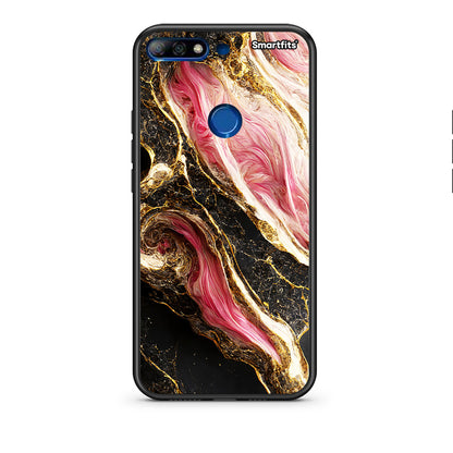 Huawei Y7 2018 Glamorous Pink Marble θήκη από τη Smartfits με σχέδιο στο πίσω μέρος και μαύρο περίβλημα | Smartphone case with colorful back and black bezels by Smartfits