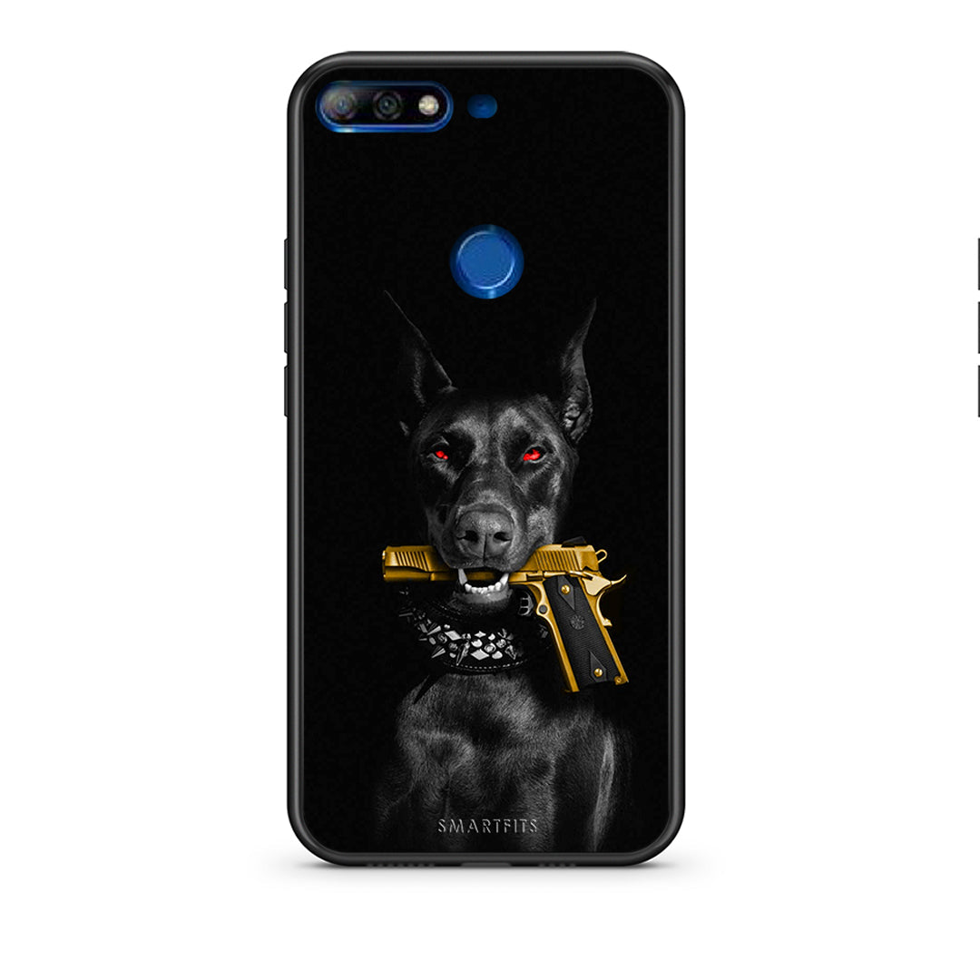 Huawei Y7 2018 Golden Gun Θήκη Αγίου Βαλεντίνου από τη Smartfits με σχέδιο στο πίσω μέρος και μαύρο περίβλημα | Smartphone case with colorful back and black bezels by Smartfits