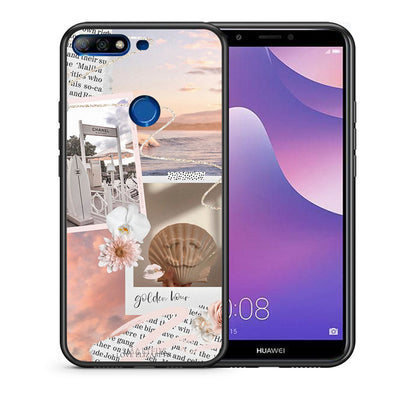 Θήκη Αγίου Βαλεντίνου Huawei Y7 2018 Golden Hour από τη Smartfits με σχέδιο στο πίσω μέρος και μαύρο περίβλημα | Huawei Y7 2018 Golden Hour case with colorful back and black bezels