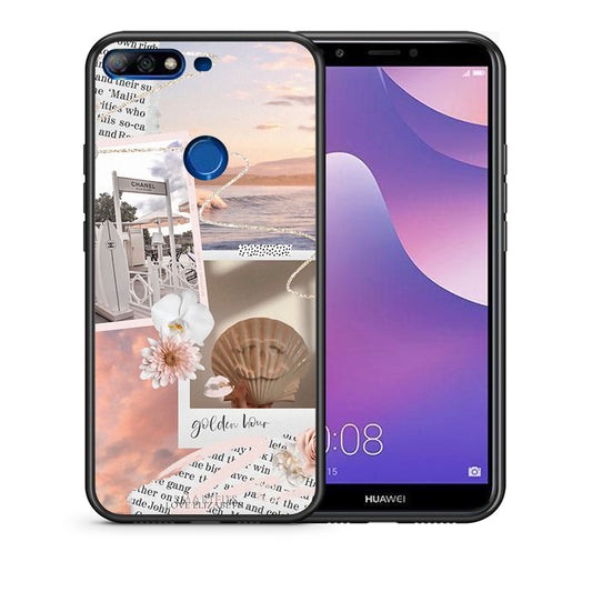 Θήκη Αγίου Βαλεντίνου Huawei Y7 2018 Golden Hour από τη Smartfits με σχέδιο στο πίσω μέρος και μαύρο περίβλημα | Huawei Y7 2018 Golden Hour case with colorful back and black bezels