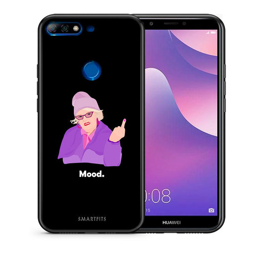 Θήκη Huawei Y7 2018 Grandma Mood Black από τη Smartfits με σχέδιο στο πίσω μέρος και μαύρο περίβλημα | Huawei Y7 2018 Grandma Mood Black case with colorful back and black bezels