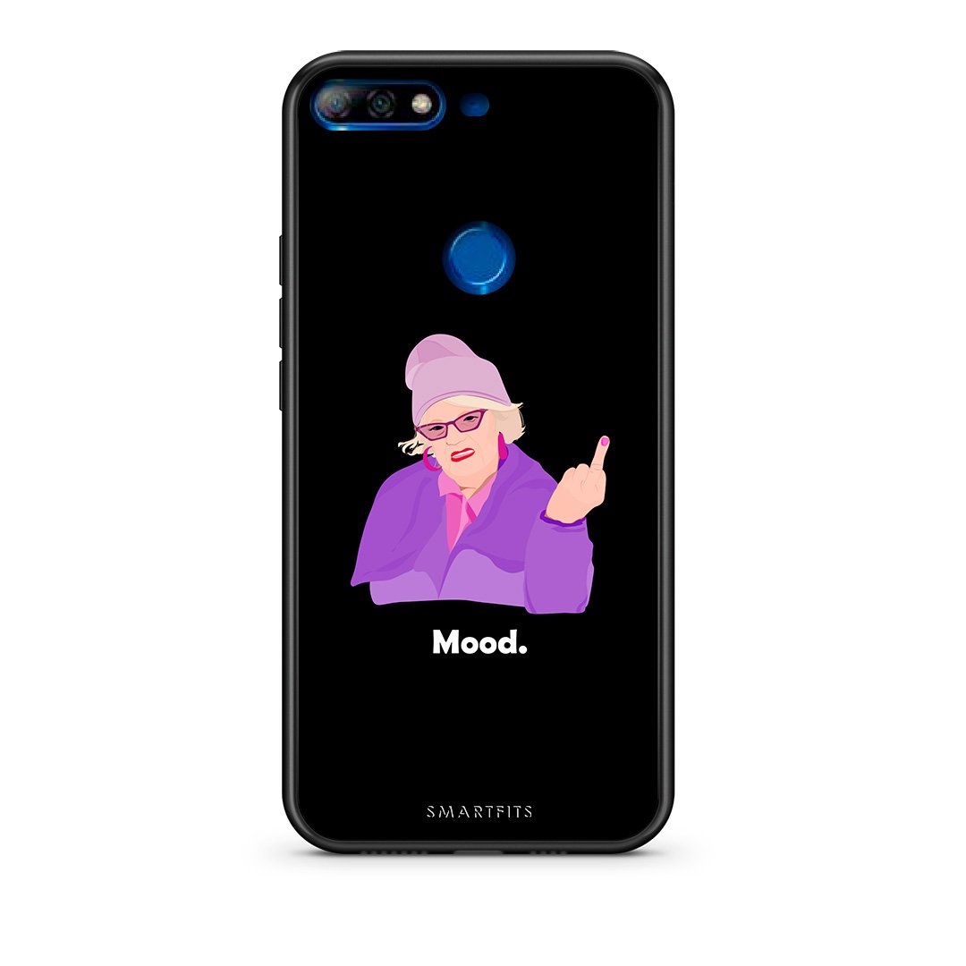 Huawei Y7 2018 Grandma Mood Black θήκη από τη Smartfits με σχέδιο στο πίσω μέρος και μαύρο περίβλημα | Smartphone case with colorful back and black bezels by Smartfits