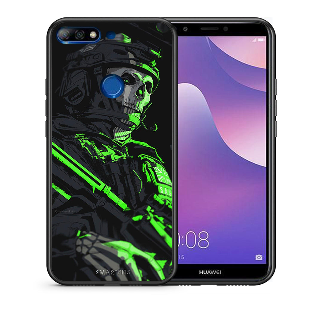 Θήκη Αγίου Βαλεντίνου Huawei Y7 2018 Green Soldier από τη Smartfits με σχέδιο στο πίσω μέρος και μαύρο περίβλημα | Huawei Y7 2018 Green Soldier case with colorful back and black bezels