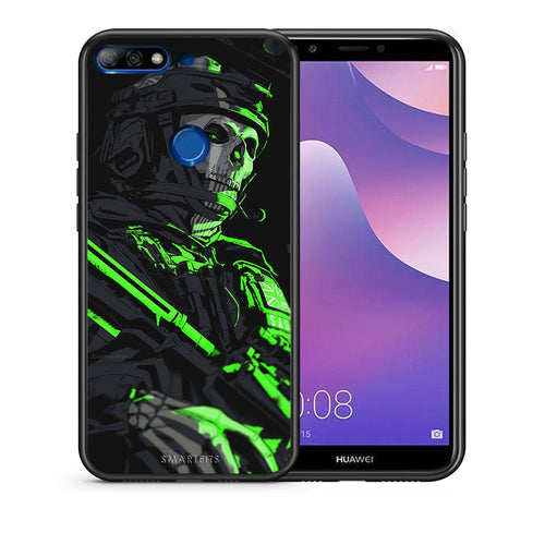 Θήκη Αγίου Βαλεντίνου Huawei Y7 2018 Green Soldier από τη Smartfits με σχέδιο στο πίσω μέρος και μαύρο περίβλημα | Huawei Y7 2018 Green Soldier case with colorful back and black bezels