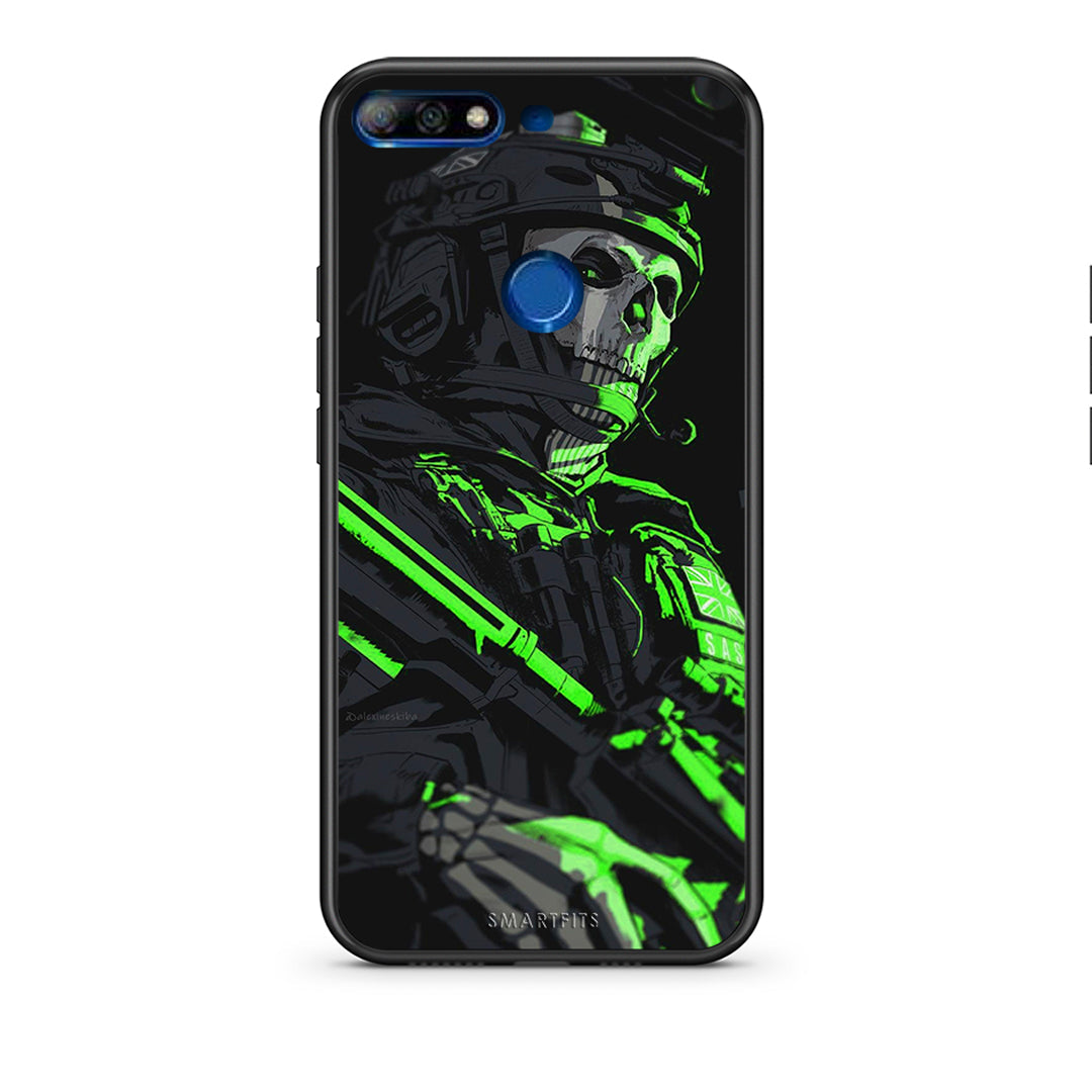 Huawei Y7 2018 Green Soldier Θήκη Αγίου Βαλεντίνου από τη Smartfits με σχέδιο στο πίσω μέρος και μαύρο περίβλημα | Smartphone case with colorful back and black bezels by Smartfits