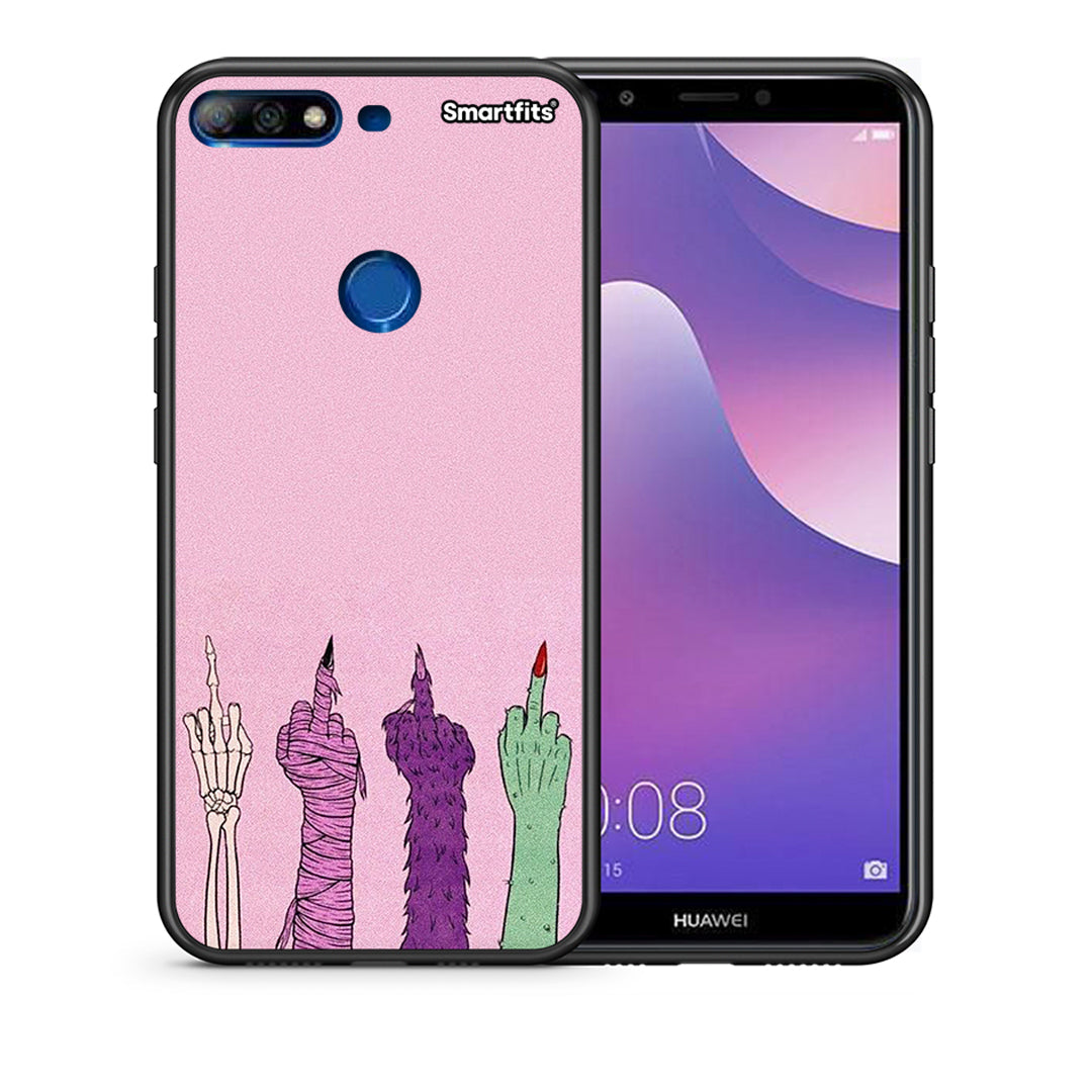 Θήκη Huawei Y7 2018 Halloween Be A Lady από τη Smartfits με σχέδιο στο πίσω μέρος και μαύρο περίβλημα | Huawei Y7 2018 Halloween Be A Lady case with colorful back and black bezels