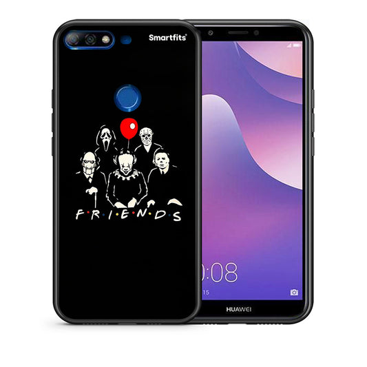 Θήκη Huawei Y7 2018 Halloween Friends από τη Smartfits με σχέδιο στο πίσω μέρος και μαύρο περίβλημα | Huawei Y7 2018 Halloween Friends case with colorful back and black bezels