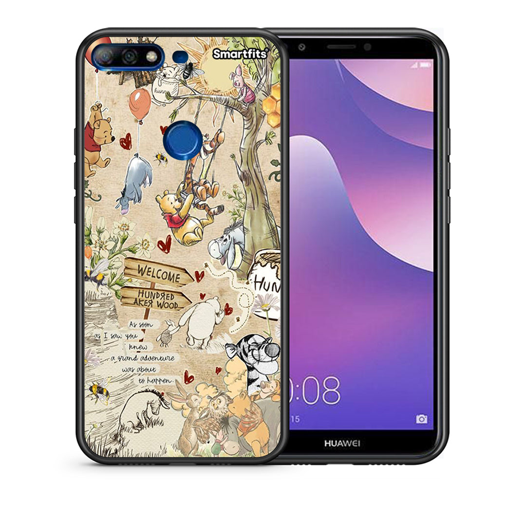 Θήκη Huawei Y7 2018 Happy Friends από τη Smartfits με σχέδιο στο πίσω μέρος και μαύρο περίβλημα | Huawei Y7 2018 Happy Friends case with colorful back and black bezels