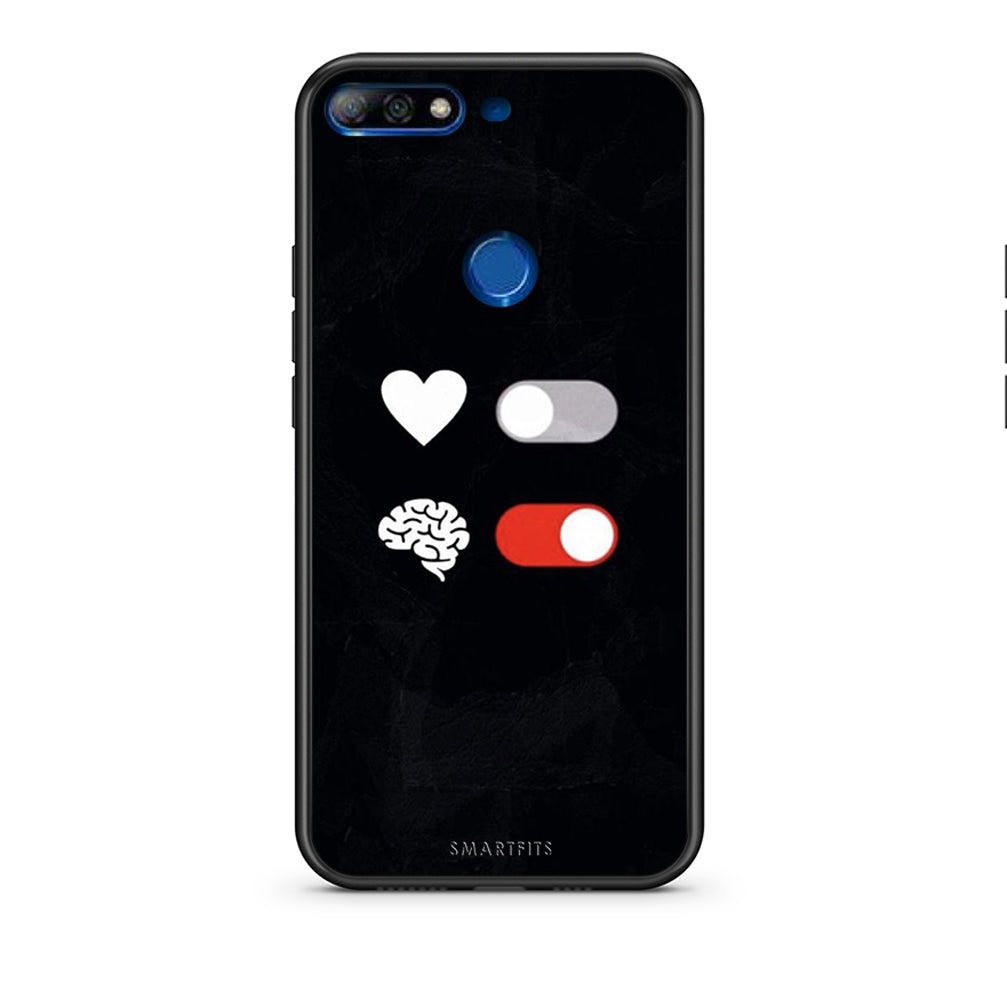 Huawei Y7 2018 Heart Vs Brain Θήκη Αγίου Βαλεντίνου από τη Smartfits με σχέδιο στο πίσω μέρος και μαύρο περίβλημα | Smartphone case with colorful back and black bezels by Smartfits