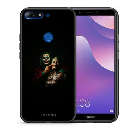 Θήκη Huawei Y7 2018 Clown Hero από τη Smartfits με σχέδιο στο πίσω μέρος και μαύρο περίβλημα | Huawei Y7 2018 Clown Hero case with colorful back and black bezels