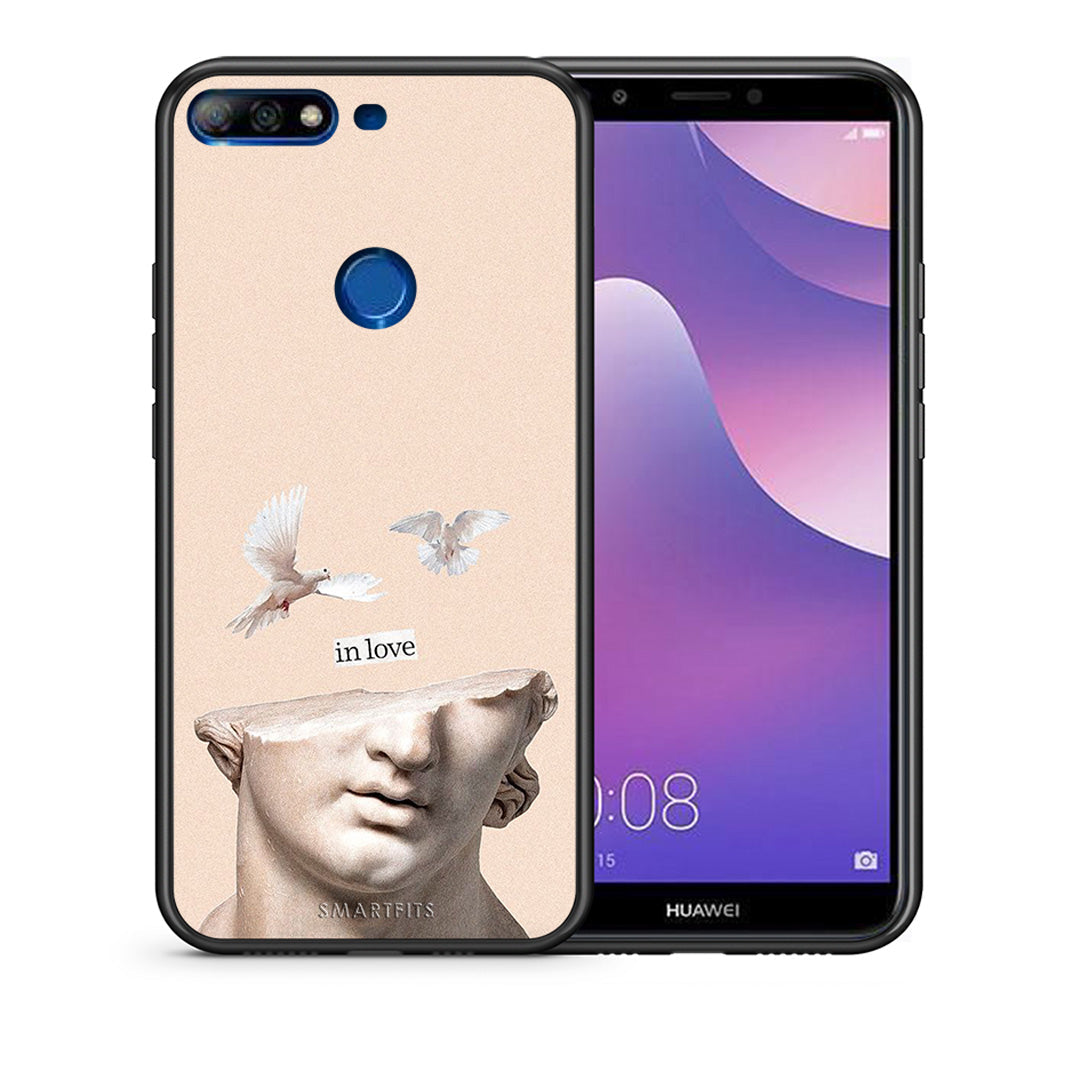 Θήκη Huawei Y7 2018 In Love από τη Smartfits με σχέδιο στο πίσω μέρος και μαύρο περίβλημα | Huawei Y7 2018 In Love case with colorful back and black bezels
