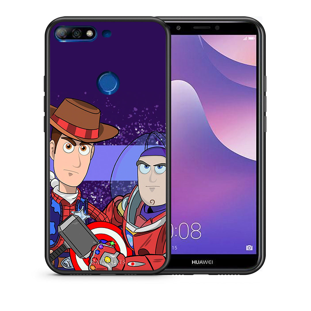 Θήκη Huawei Y7 2018 Infinity Story από τη Smartfits με σχέδιο στο πίσω μέρος και μαύρο περίβλημα | Huawei Y7 2018 Infinity Story case with colorful back and black bezels