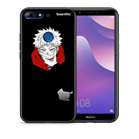 Θήκη Huawei Y7 2018 Itadori Anime από τη Smartfits με σχέδιο στο πίσω μέρος και μαύρο περίβλημα | Huawei Y7 2018 Itadori Anime case with colorful back and black bezels