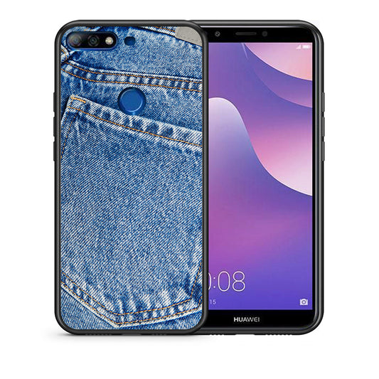 Θήκη Huawei Y7 2018 Jeans Pocket από τη Smartfits με σχέδιο στο πίσω μέρος και μαύρο περίβλημα | Huawei Y7 2018 Jeans Pocket case with colorful back and black bezels