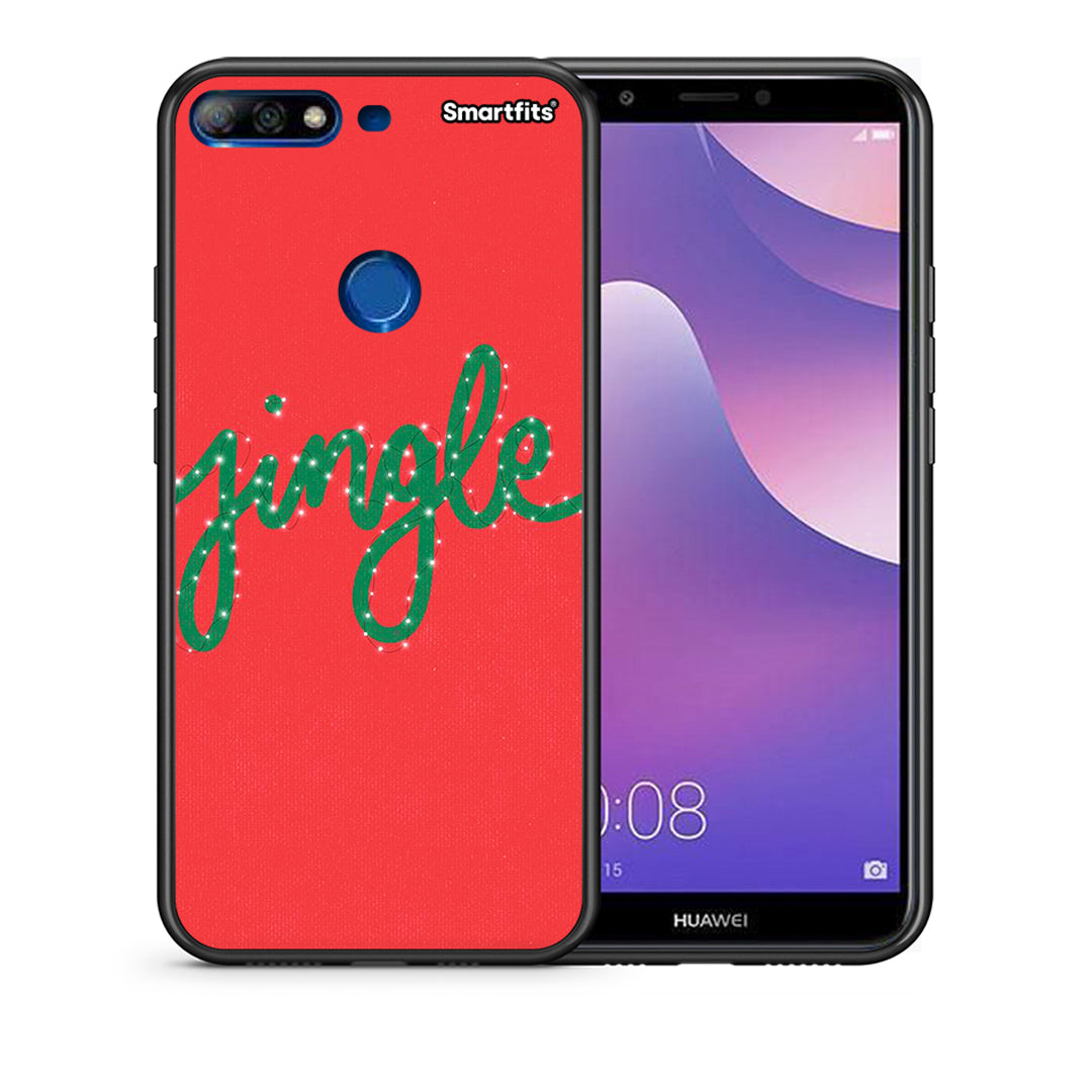 Θήκη Huawei Y7 2018 Jingle Xmas από τη Smartfits με σχέδιο στο πίσω μέρος και μαύρο περίβλημα | Huawei Y7 2018 Jingle Xmas case with colorful back and black bezels
