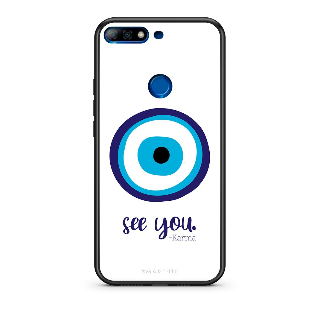 Huawei Y7 2018 Karma Says θήκη από τη Smartfits με σχέδιο στο πίσω μέρος και μαύρο περίβλημα | Smartphone case with colorful back and black bezels by Smartfits