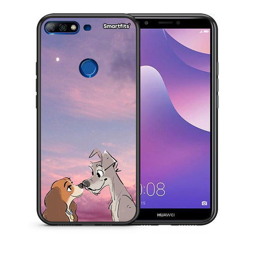 Θήκη Huawei Y7 2018 Lady And Tramp από τη Smartfits με σχέδιο στο πίσω μέρος και μαύρο περίβλημα | Huawei Y7 2018 Lady And Tramp case with colorful back and black bezels