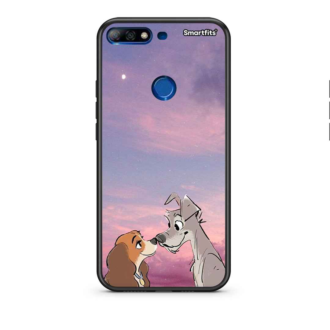 Huawei Y7 2018 Lady And Tramp θήκη από τη Smartfits με σχέδιο στο πίσω μέρος και μαύρο περίβλημα | Smartphone case with colorful back and black bezels by Smartfits