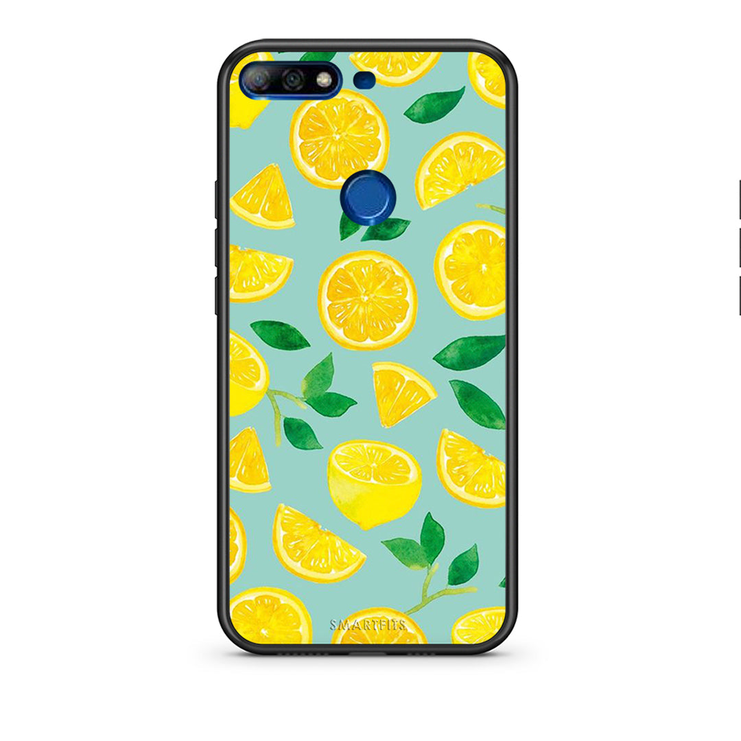 Huawei Y7 2018 Lemons θήκη από τη Smartfits με σχέδιο στο πίσω μέρος και μαύρο περίβλημα | Smartphone case with colorful back and black bezels by Smartfits