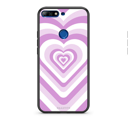 Huawei Y7 2018 Lilac Hearts θήκη από τη Smartfits με σχέδιο στο πίσω μέρος και μαύρο περίβλημα | Smartphone case with colorful back and black bezels by Smartfits