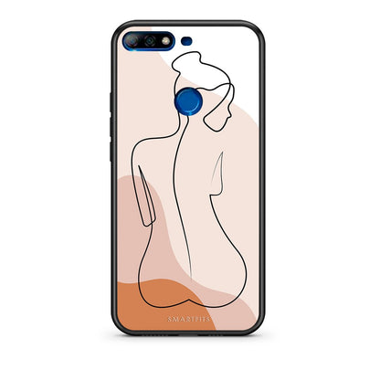 Huawei Y7 2018 LineArt Woman θήκη από τη Smartfits με σχέδιο στο πίσω μέρος και μαύρο περίβλημα | Smartphone case with colorful back and black bezels by Smartfits