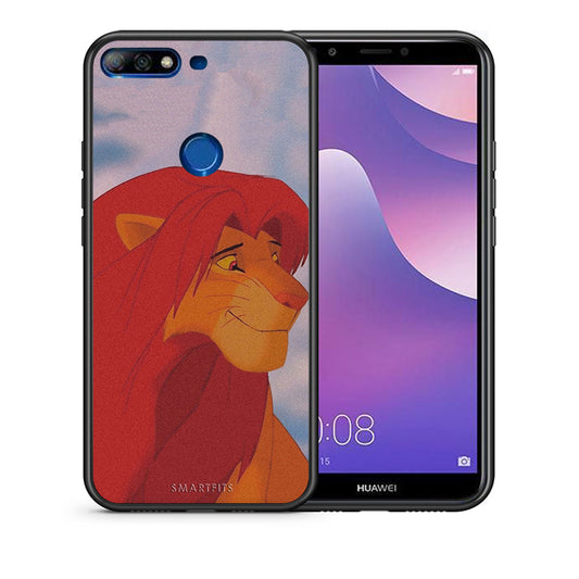 Θήκη Αγίου Βαλεντίνου Huawei Y7 2018 Lion Love 1 από τη Smartfits με σχέδιο στο πίσω μέρος και μαύρο περίβλημα | Huawei Y7 2018 Lion Love 1 case with colorful back and black bezels
